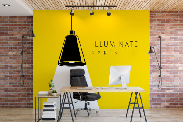 Office wall mock up interior. Wall art. 3d rendering, 3d illustration