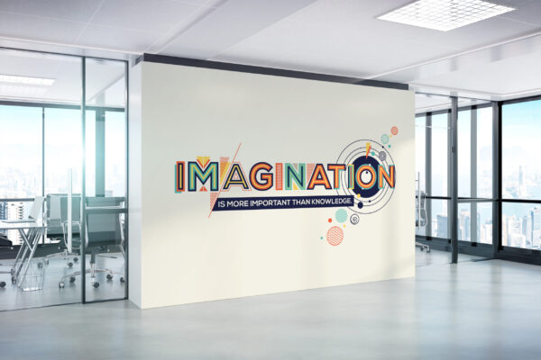 Blank white wall in bright concrete office with large windows Mockup 3D rendering